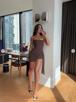 Leau Mira Mesh Corset Dress - Chocolate Brown Size Medium (10-12) for rent on The Volte - image 2