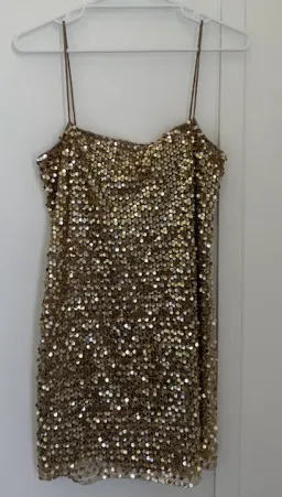 Shona Joy Bria Mini Dress in Gold for rent on The Volte - image 6