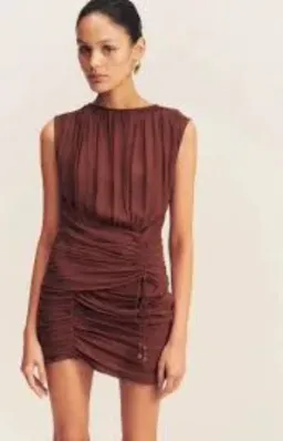 Shona Joy Blair Panelled Gathered Mini Dress in Cocoa for rent on The Volte - image 1