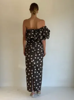 By Nicola Maya Maxi Dress In Chocolate Polka for rent on The Volte - image 3