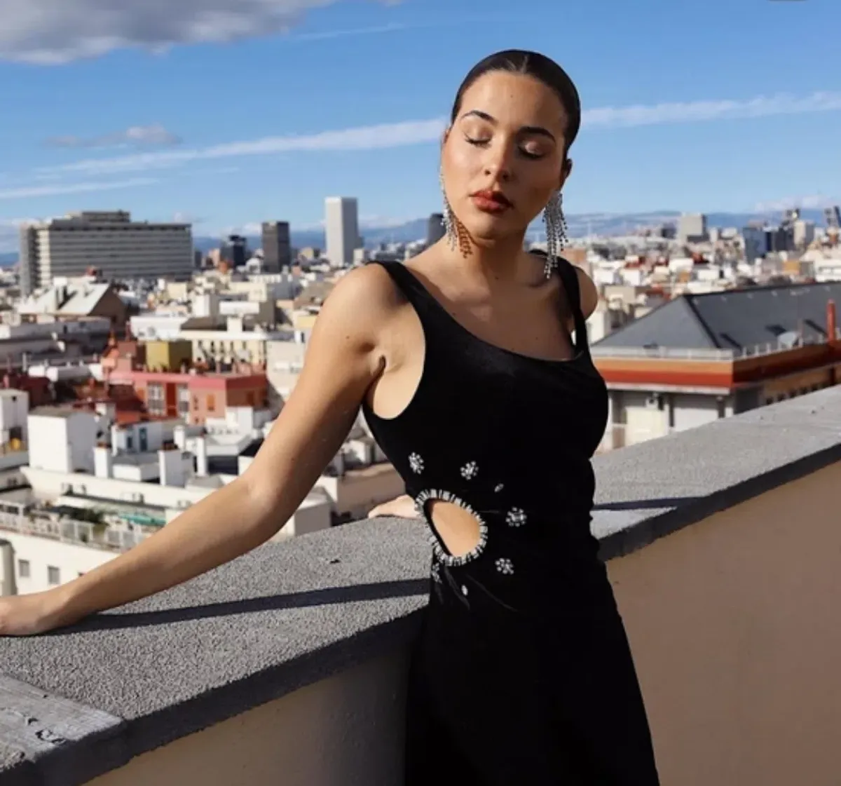 Zara Velvet Velour Crystal Jewel Diamond Embellished Cut Out Mini - Image 3