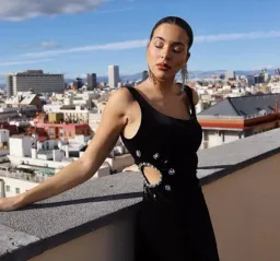 Zara Velvet Velour Crystal Jewel Diamond Embellished Cut Out Mini for rent on The Volte - image 3