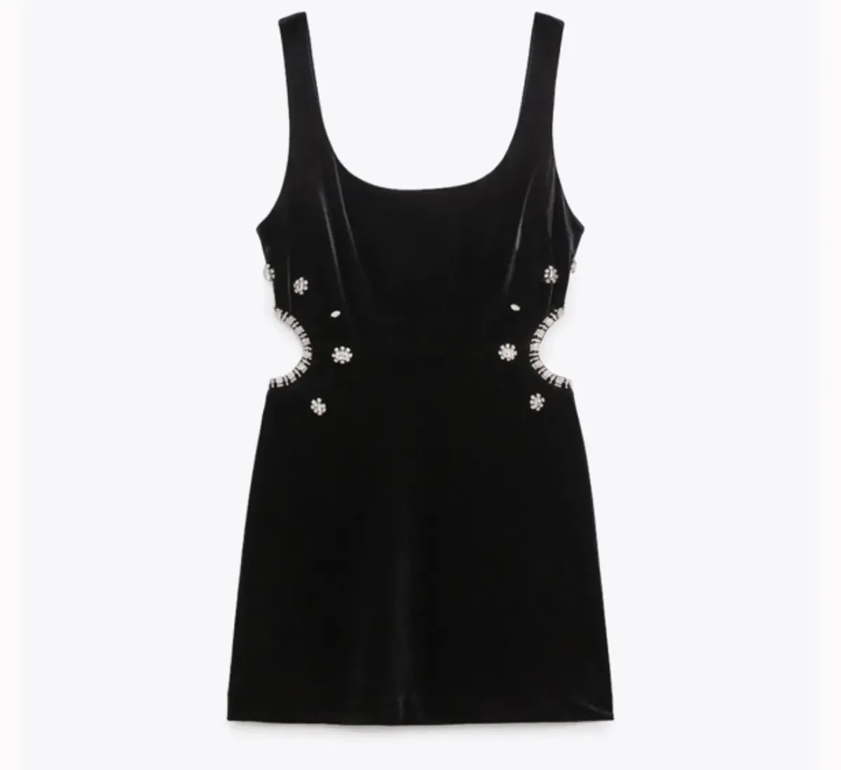 Zara Velvet Velour Crystal Jewel Diamond Embellished Cut Out Mini - Image 1