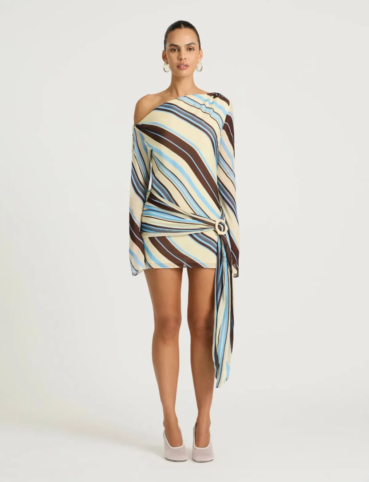 Benni Elise Mini Dress in Ocean Stripe Size 10 - Image 2