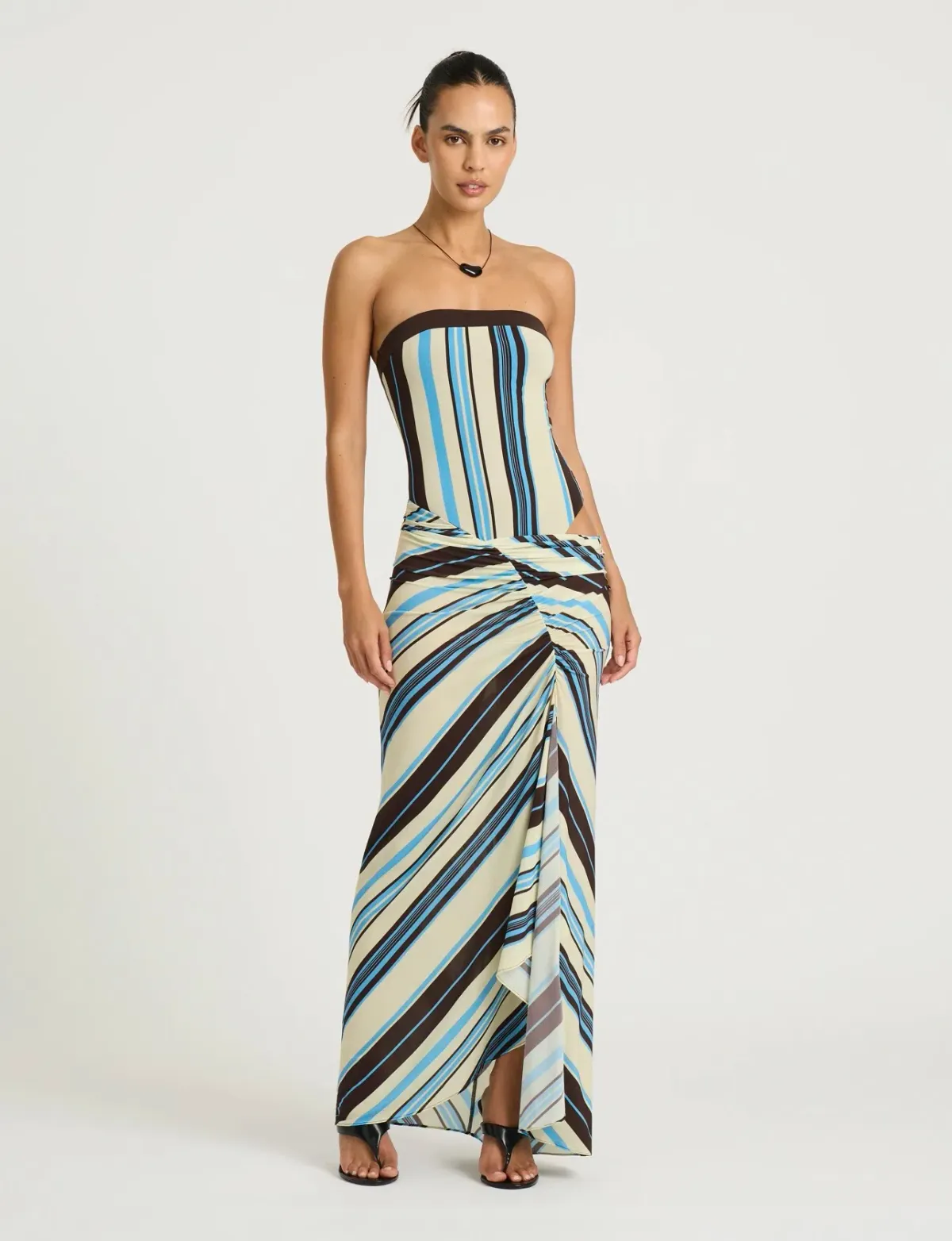Benni Rumi Strapless Maxi in Ocean Stripe Size 6 - Image 1