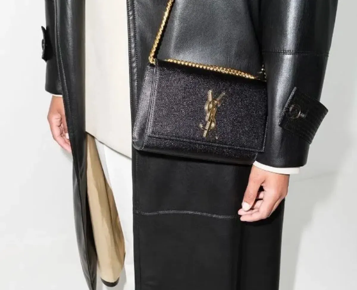 Saint Laurent Kate Textured Leather Chain Bag Medium Black - Image 2