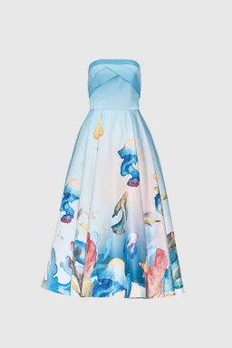 Justin Tong Aquarelle Midi Dress Multi Size 16 for rent on The Volte - image 1