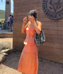 Mode Mischief Sheer Panel Dress spritz/orange 6 for rent on The Volte - image 2