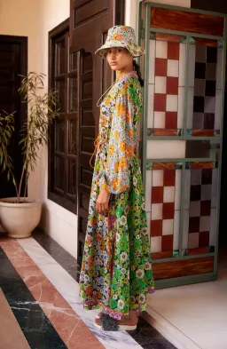 Alémais Orange Blossom Spliced Midi Dress Size 14AU for rent on The Volte - image 2