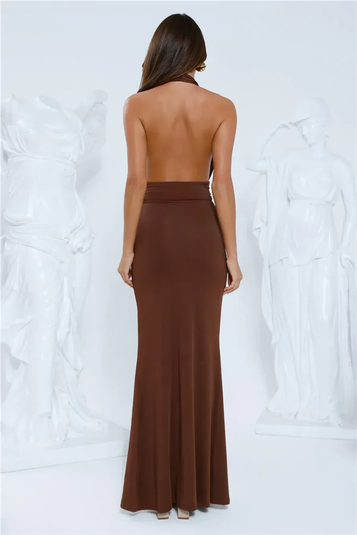 Chocolate Halter Maxi Dress  - Image 3