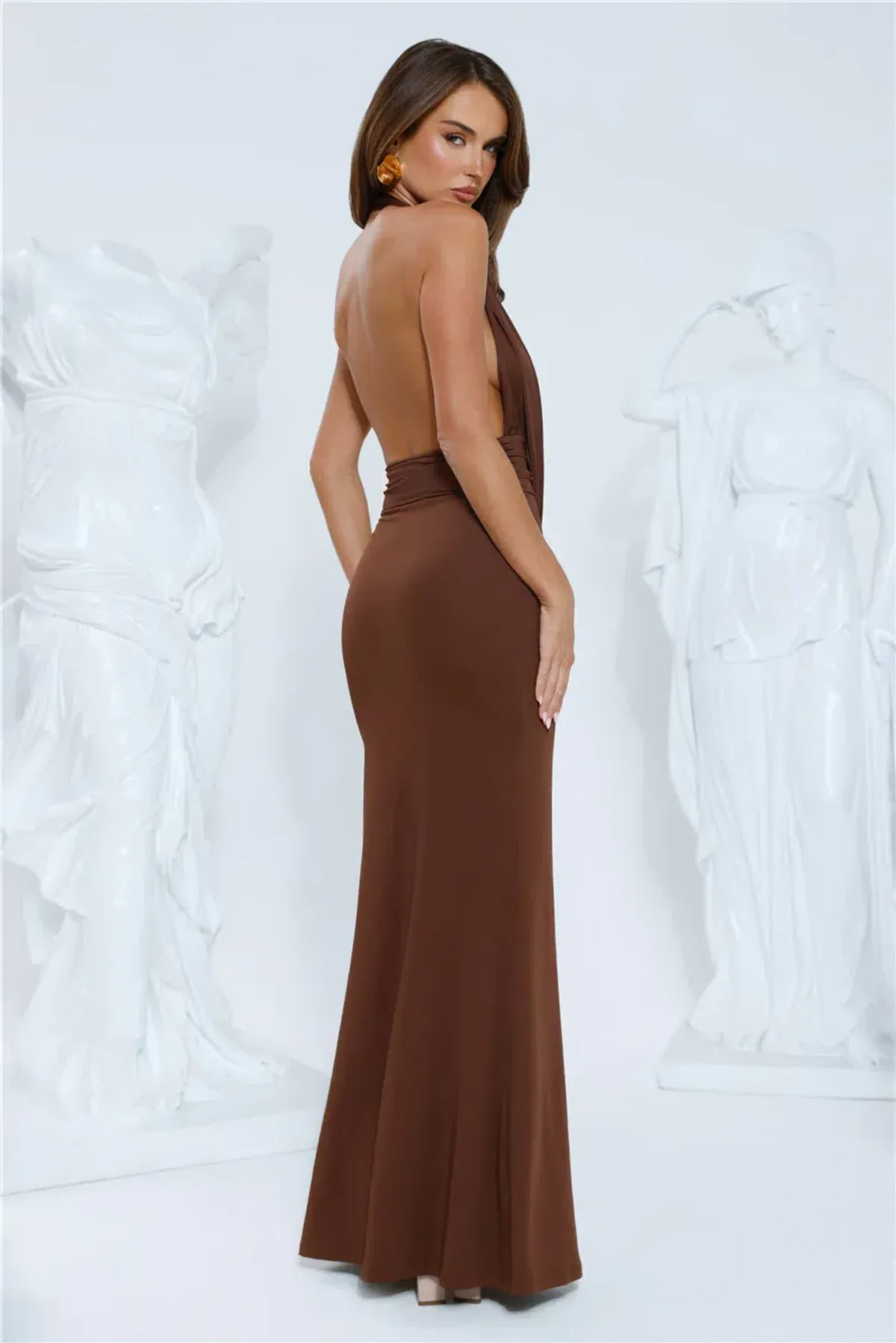 Chocolate Halter Maxi Dress  - Image 2
