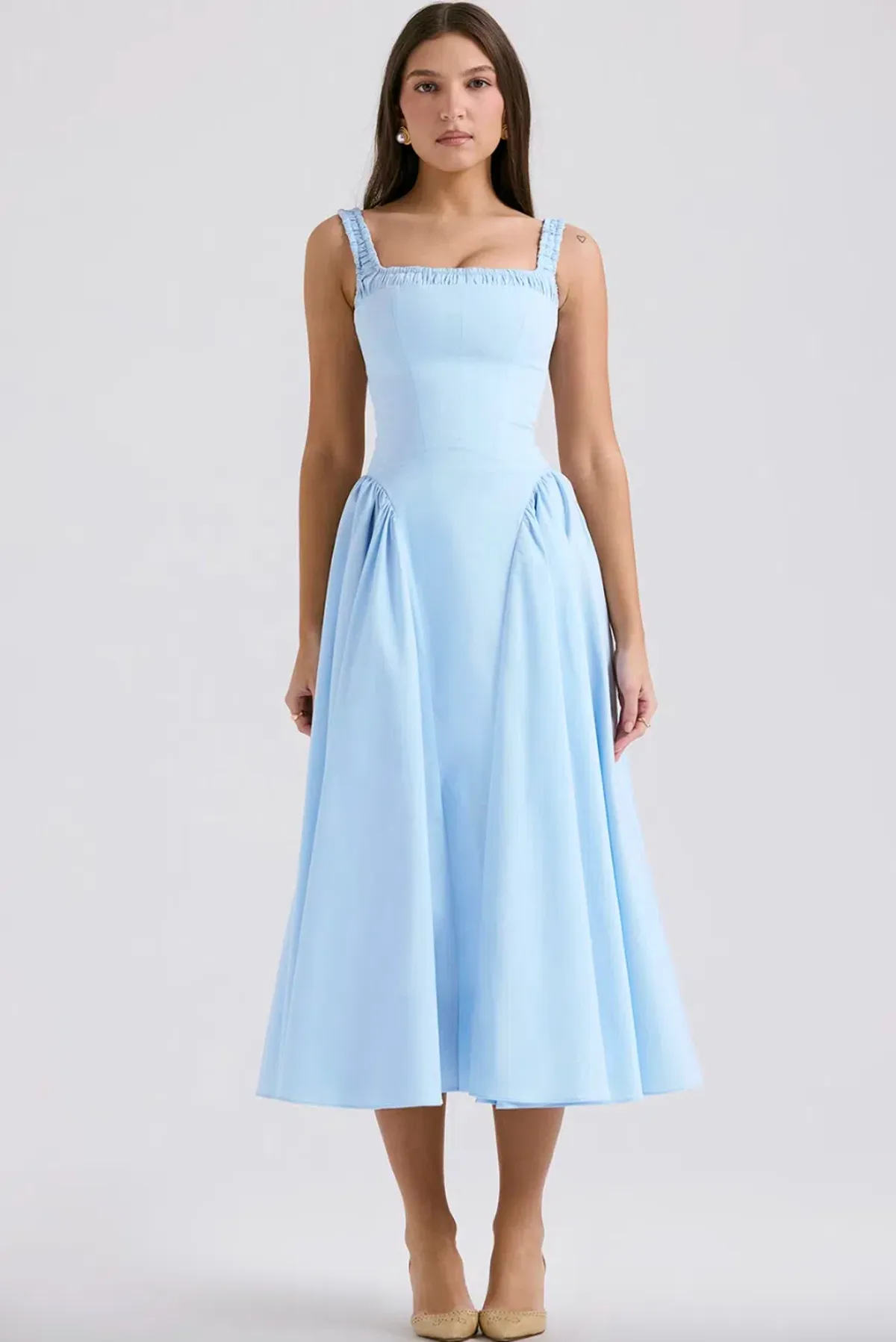 House of CB Italian Azure Cotton Midi Sundress - Image 2