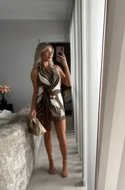 ALMARA WRAP HALTER MINI DRESS | SIZE 12 for rent on The Volte - image 1