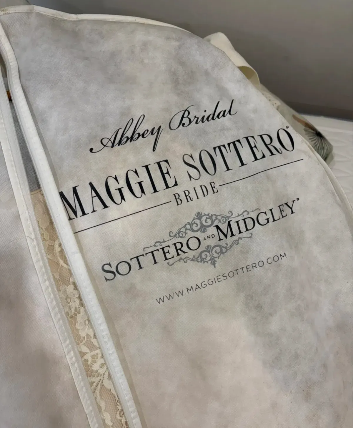 Maggie Sottero “Trinity” Wedding Dress in Champagne, Size 10 - Image 6