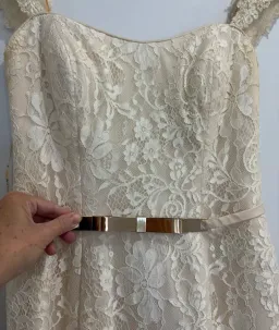 Maggie Sottero “Trinity” Wedding Dress in Champagne, Size 10 for rent on The Volte - image 12