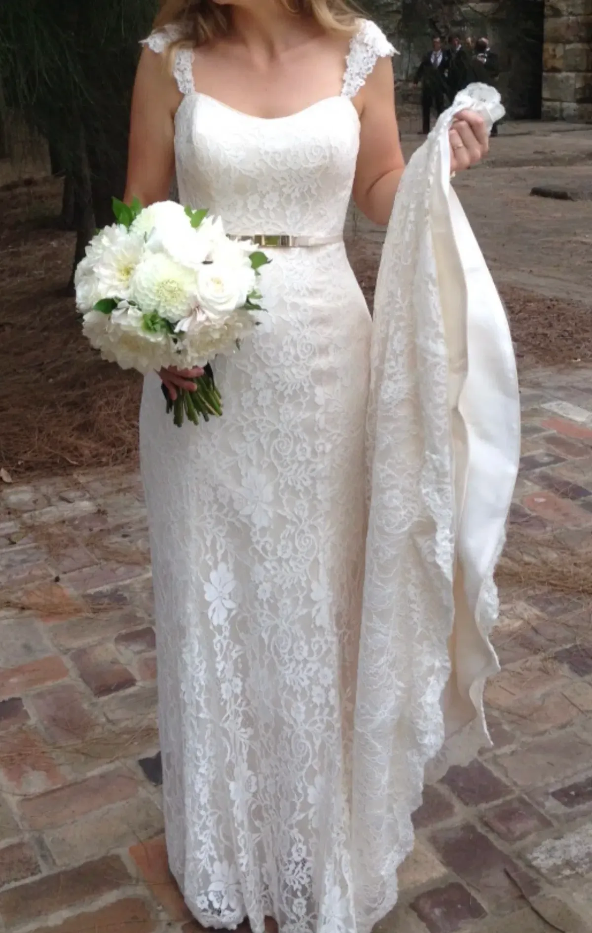 Maggie Sottero “Trinity” Wedding Dress in Champagne, Size 10 - Image 4