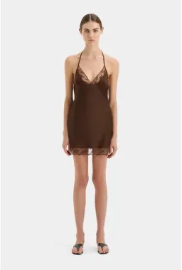 SIR THE LABEL ARIES HALTER MINI DRESS CHOCOLATE SIZE 1 / AU 8 for rent on The Volte - image 1
