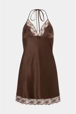 SIR THE LABEL ARIES HALTER MINI DRESS CHOCOLATE SIZE 1 / AU 8 for rent on The Volte - image 4