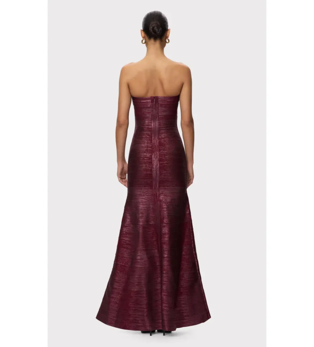 Herve Leger The Metallic Sara Gown DK Red Foil Size XS/AU 4-6 - Image 3