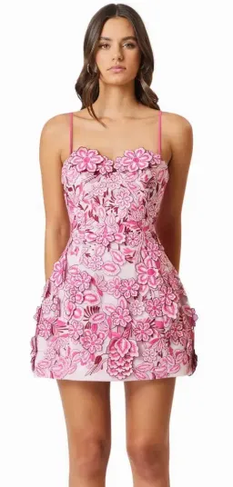 OMR x Elliatt Roseate 3D Floral Mini Dress In Pink Size 6 for rent on The Volte - image 1