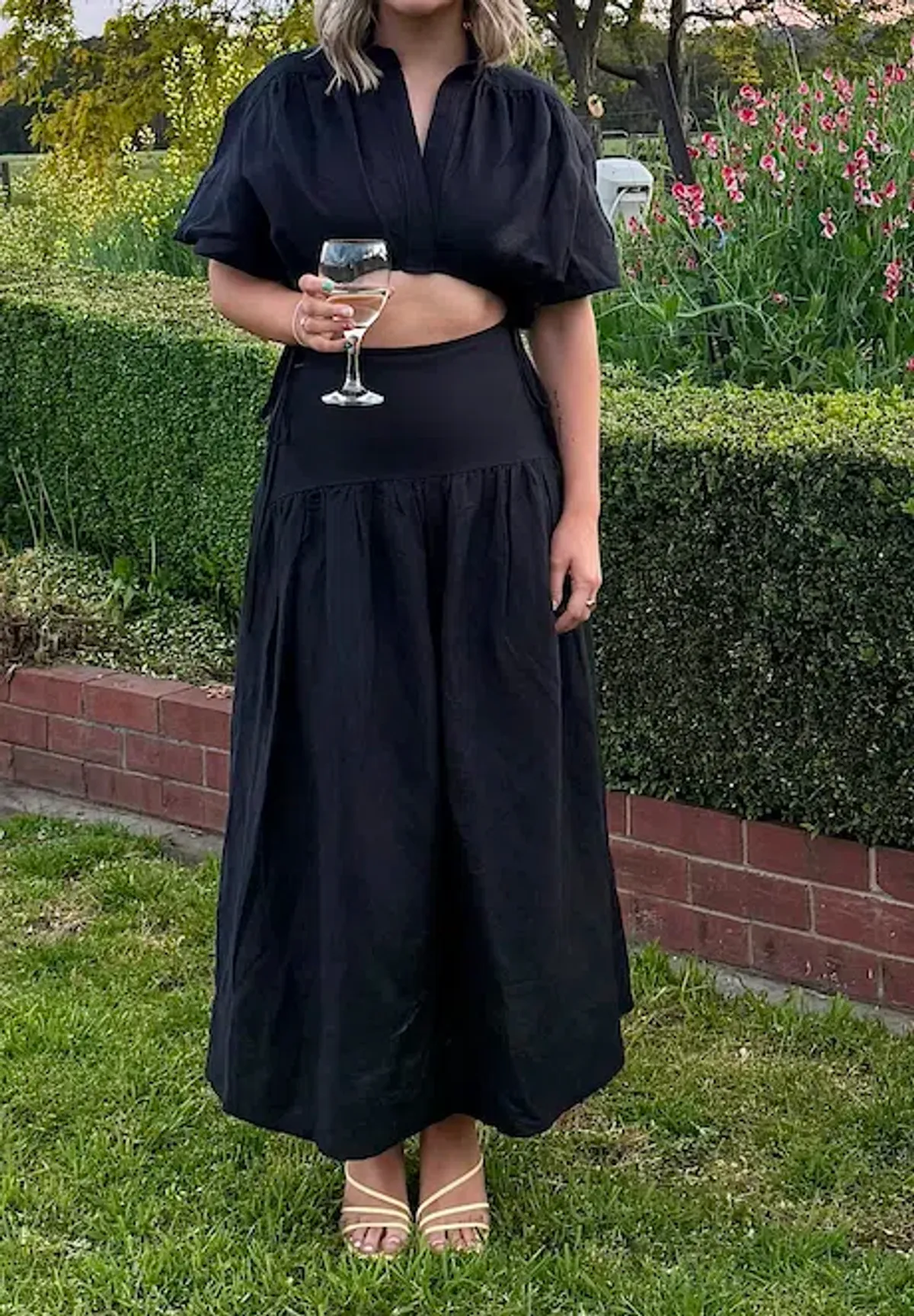 Shona Joy Mare Linen Deconstructed Midi Dress Black Size 8 - Image 3