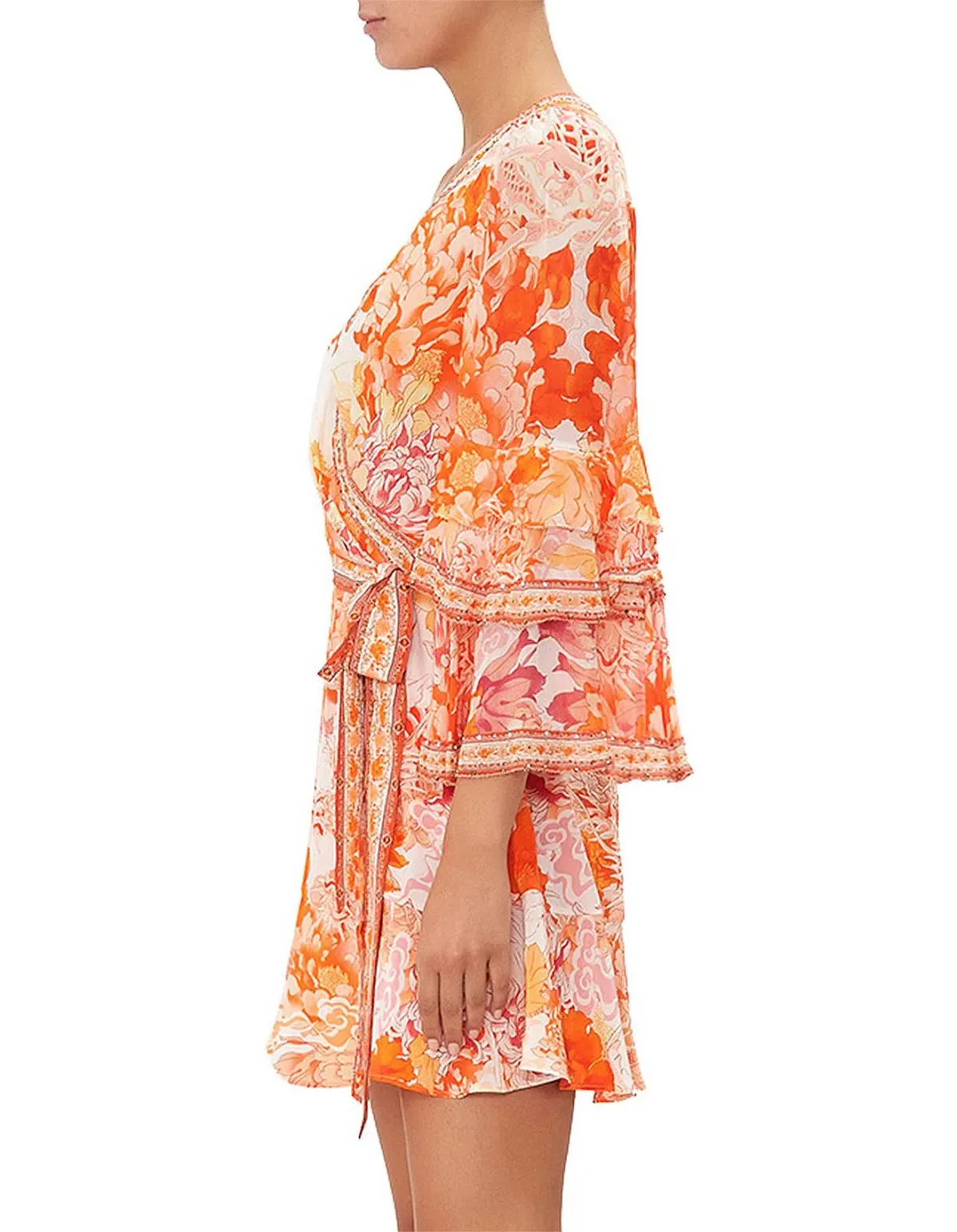 Camilla short wrap dress ruffle sleeve Dragon Mother print sz S - Image 2