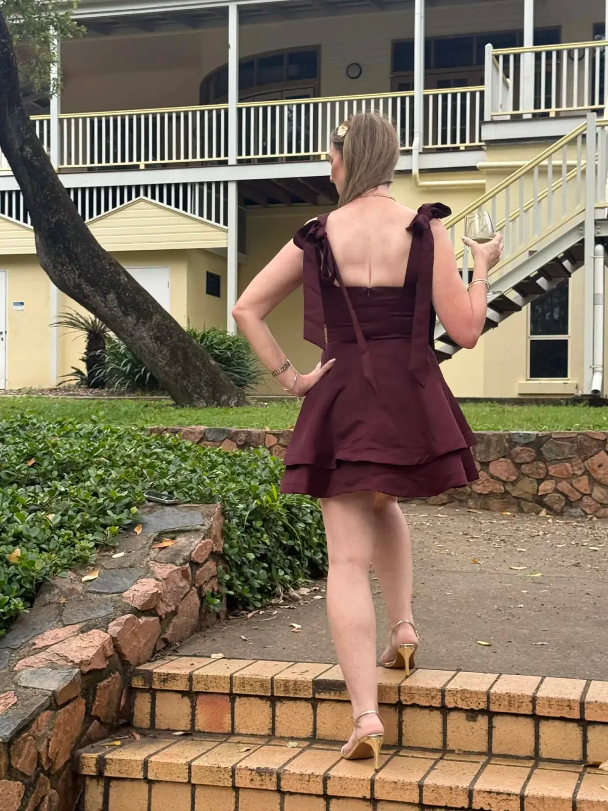 Elliatt Livia tiered mini dress burgundy size S - Image 3