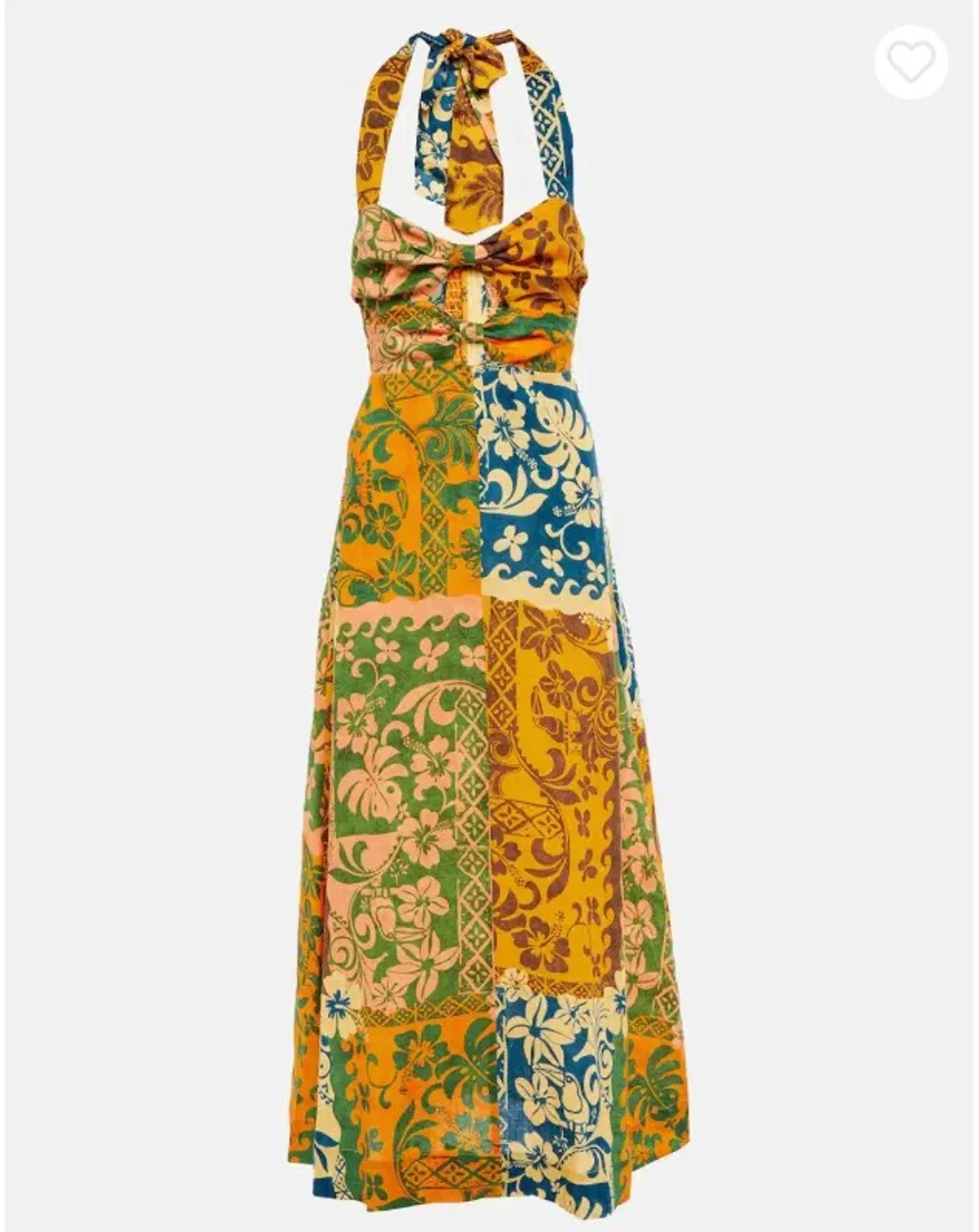 Alemais Archie Midi Halter Dress Yellow Blue Print Size 12 - Image 4