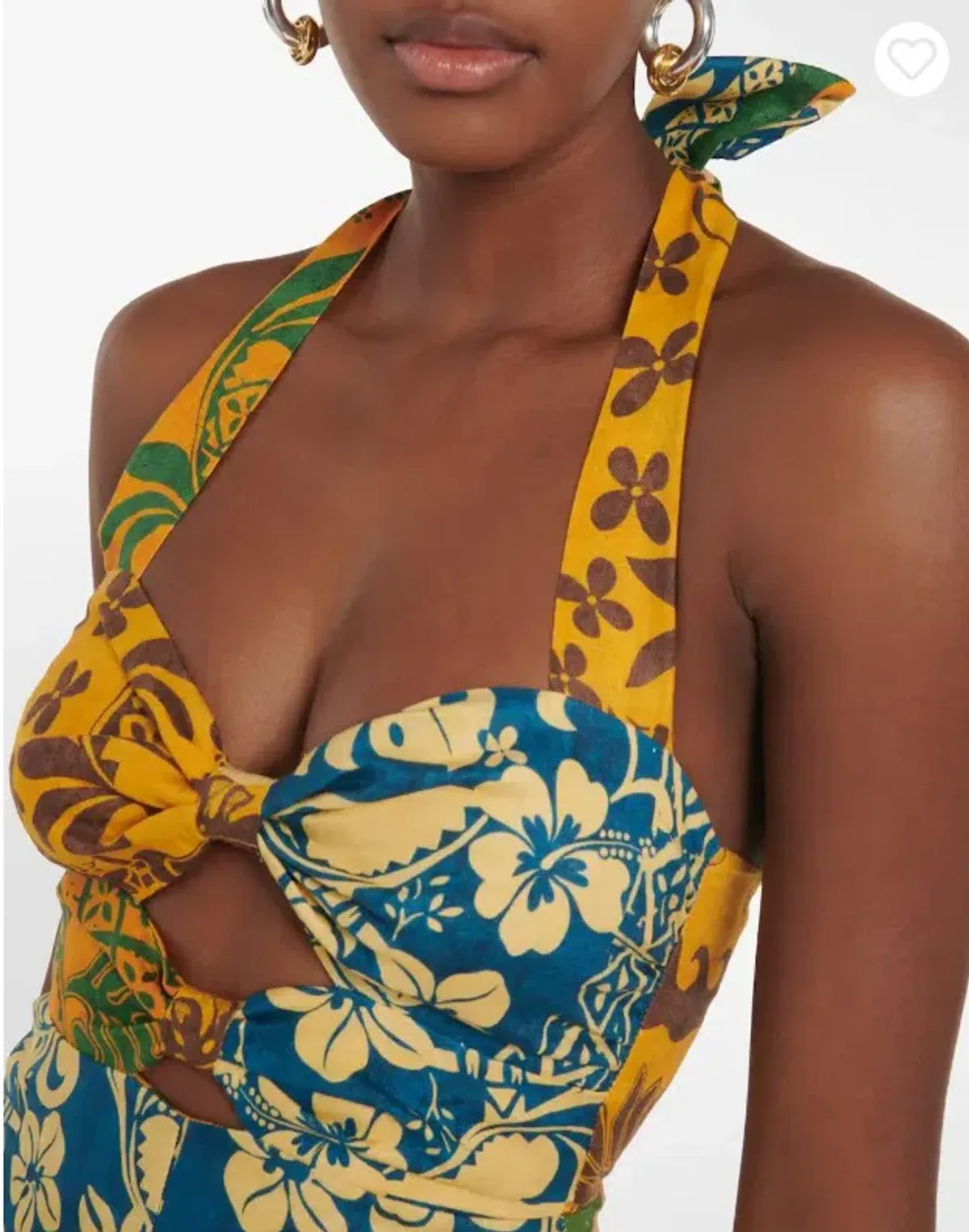 Alemais Archie Midi Halter Dress Yellow Blue Print Size 12 - Image 2