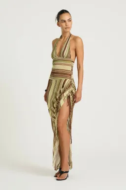 BENNI Marnie Maxi dress - Earth Stripe - Size 10 for rent on The Volte - image 2