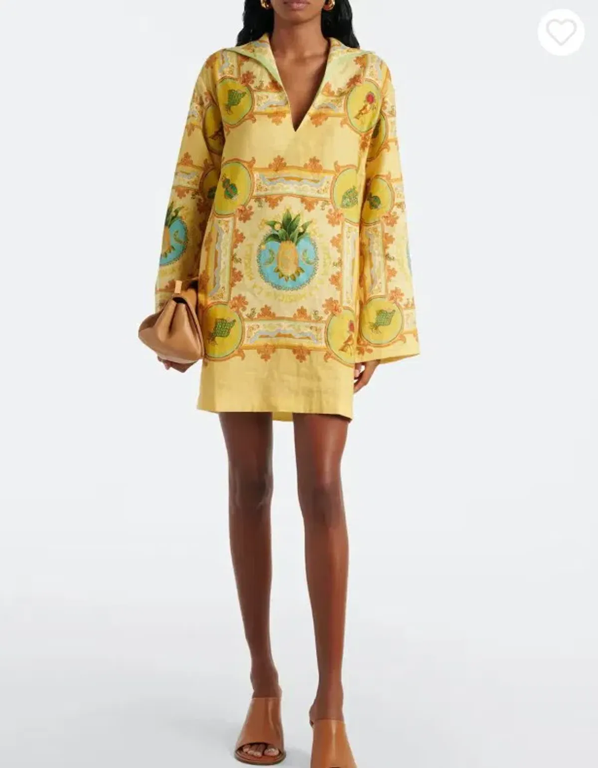 Alemais La Musica Tunic Mini Dress Yellow With Orange Print Size 6 - Image 1