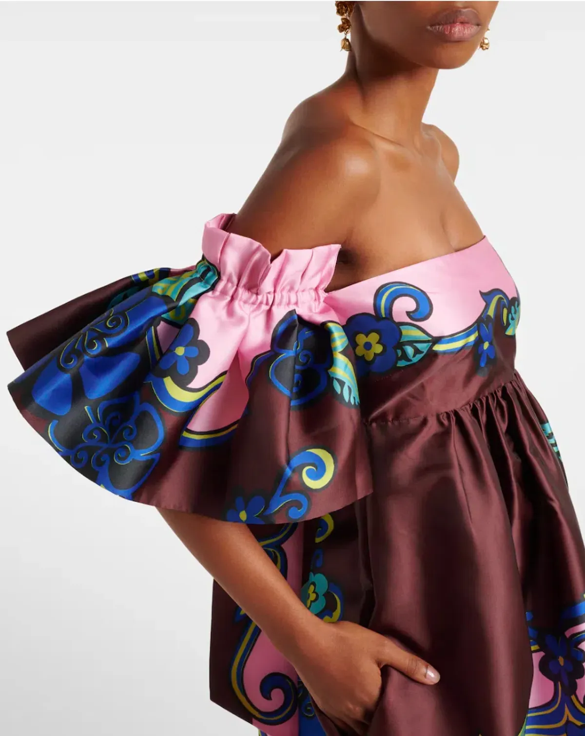 Alémais Azalea Off-shoulder Satin Midi Dress Floral Size AU 14 - Image 4