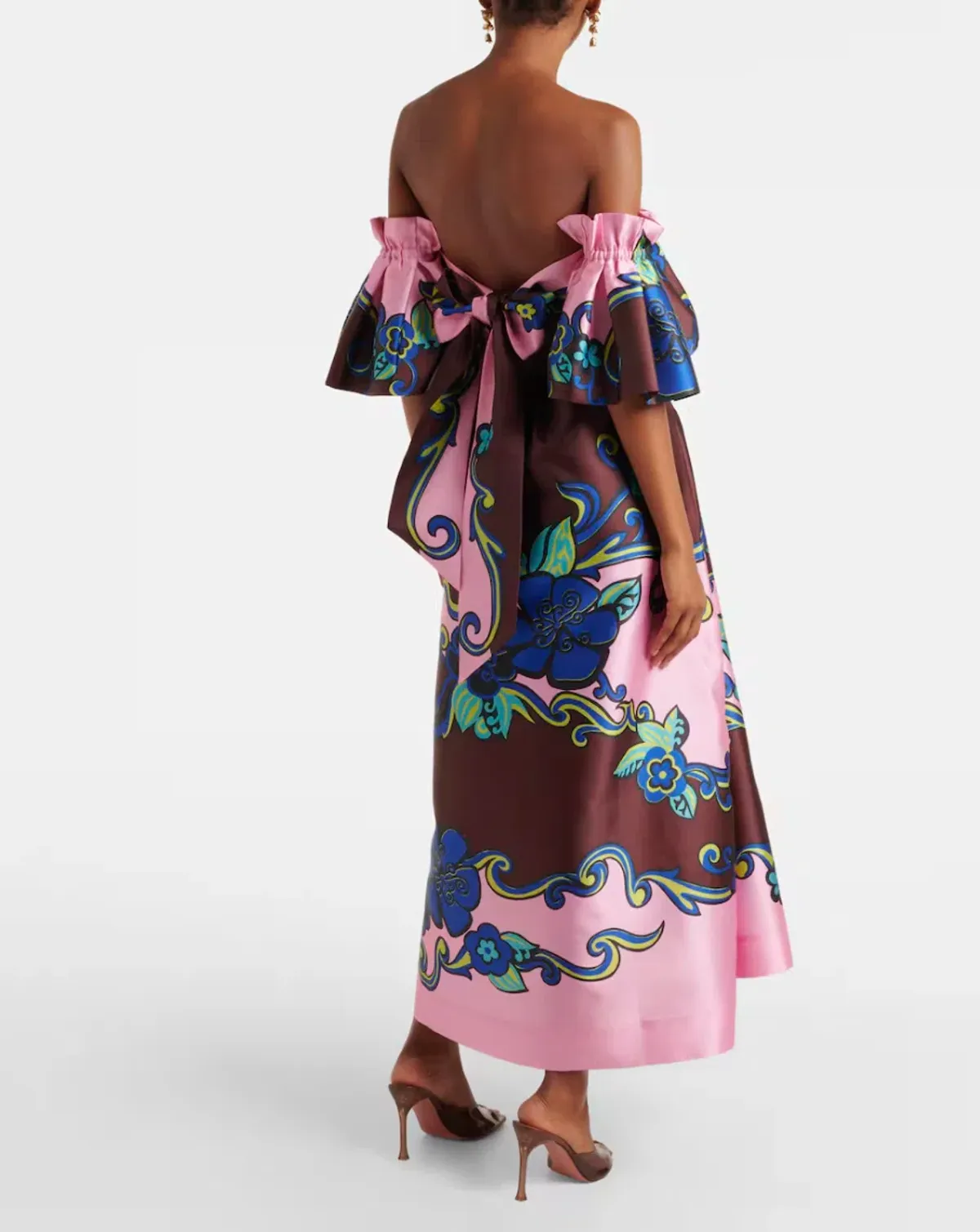 Alémais Azalea Off-shoulder Satin Midi Dress Floral Size AU 14 - Image 2
