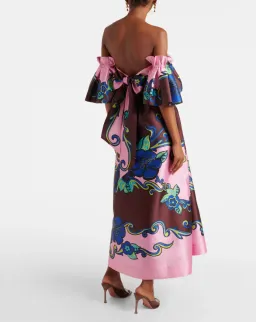 Alémais Azalea Off-shoulder Satin Midi Dress Floral Size AU 14 for rent on The Volte - image 2