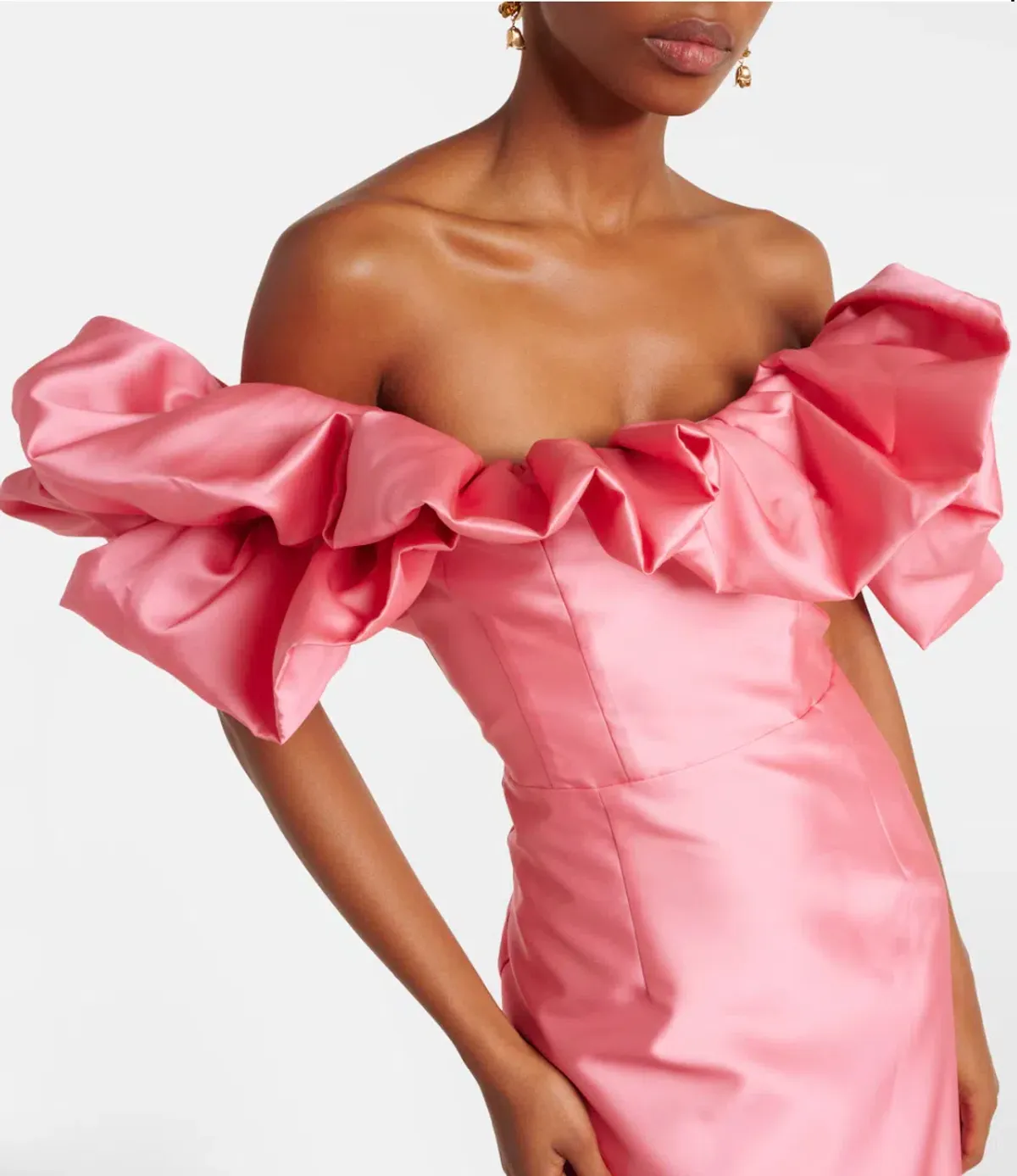 Alemais Suzi Off Shoulder Ruffled Midi Gown Exclusive Size 16 AU - Image 3