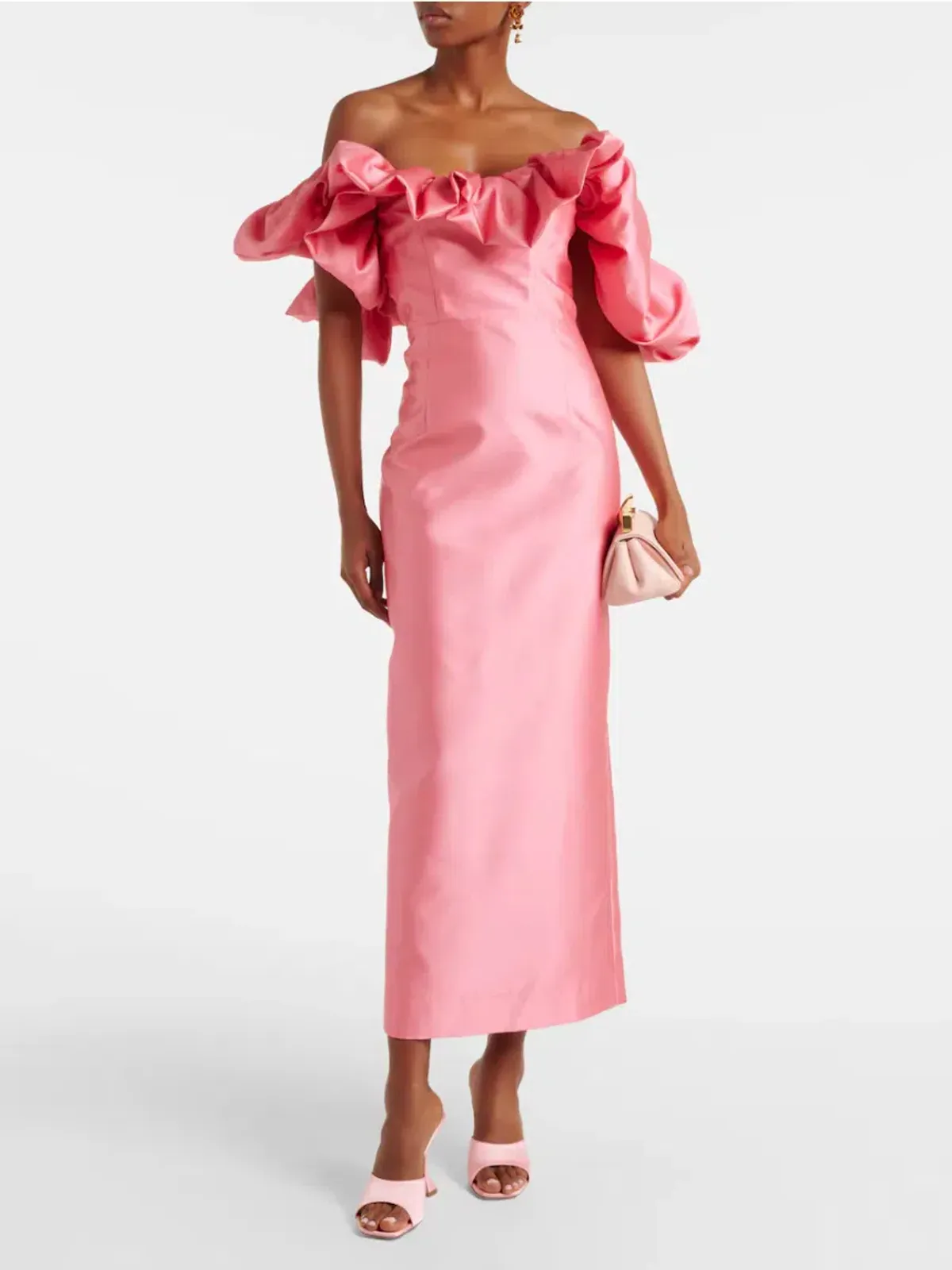 Alemais Suzi Off Shoulder Ruffled Midi Gown Exclusive Size 16 AU - Image 1