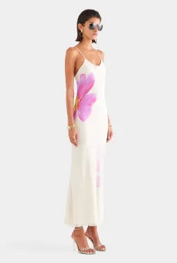 Venroy Layered Silk Slip Maxi, Cream/Fuschia, Size S for rent on The Volte - image 2