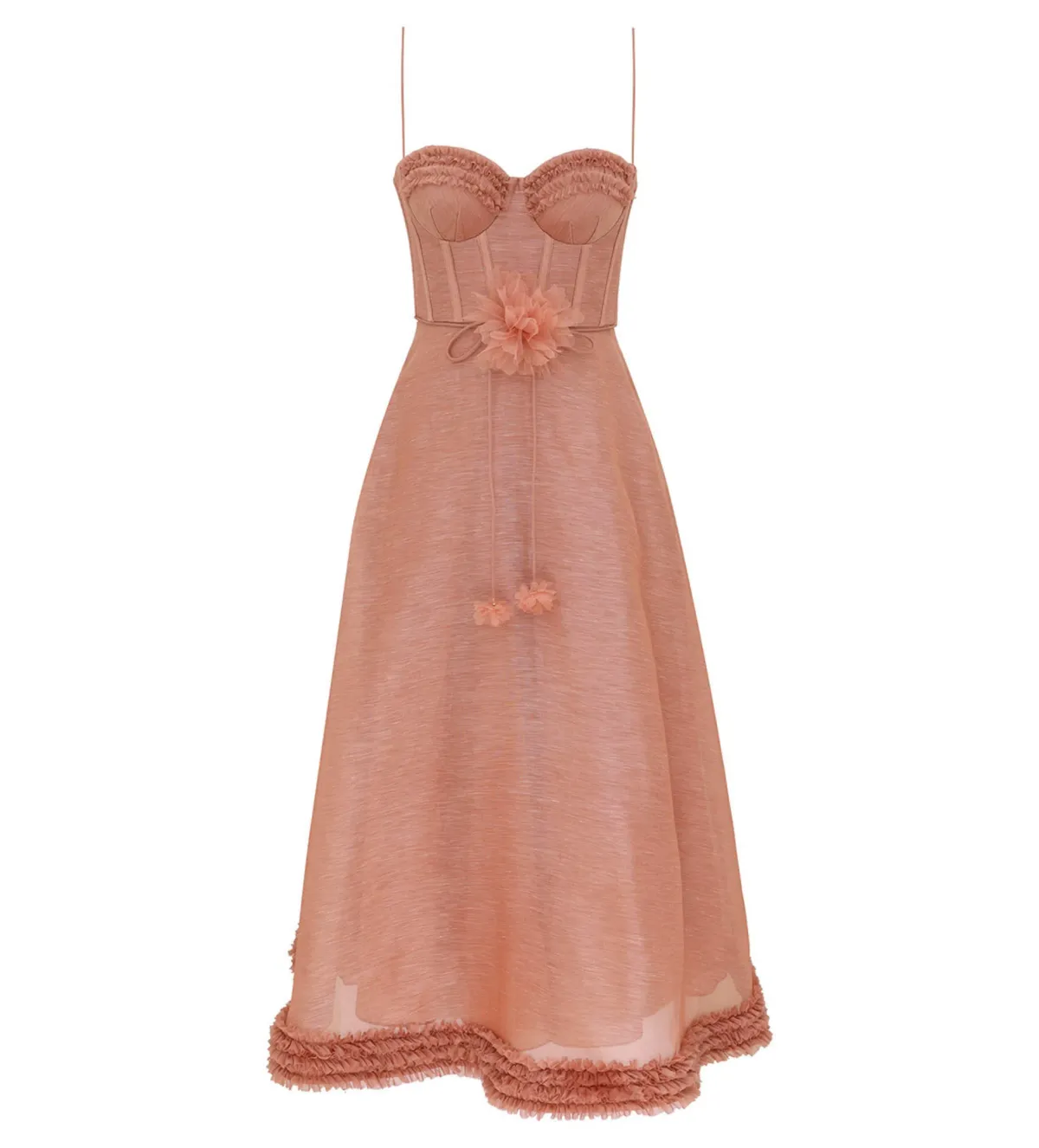 Zimmermann Luna Ruffle Midi Dress Peony Size 0 AU 8 - Image 1