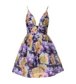 Zimmermann Luna V Neck Mini Dress Navy Dahlia Size 0 AU 8 for rent on The Volte - image 1