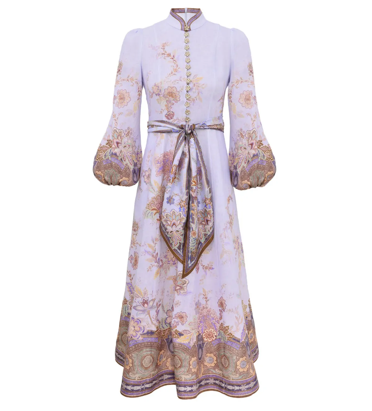 Zimmermann Luna Button Midi Dress Blue Paisley Size 2 AU 12 - Image 1