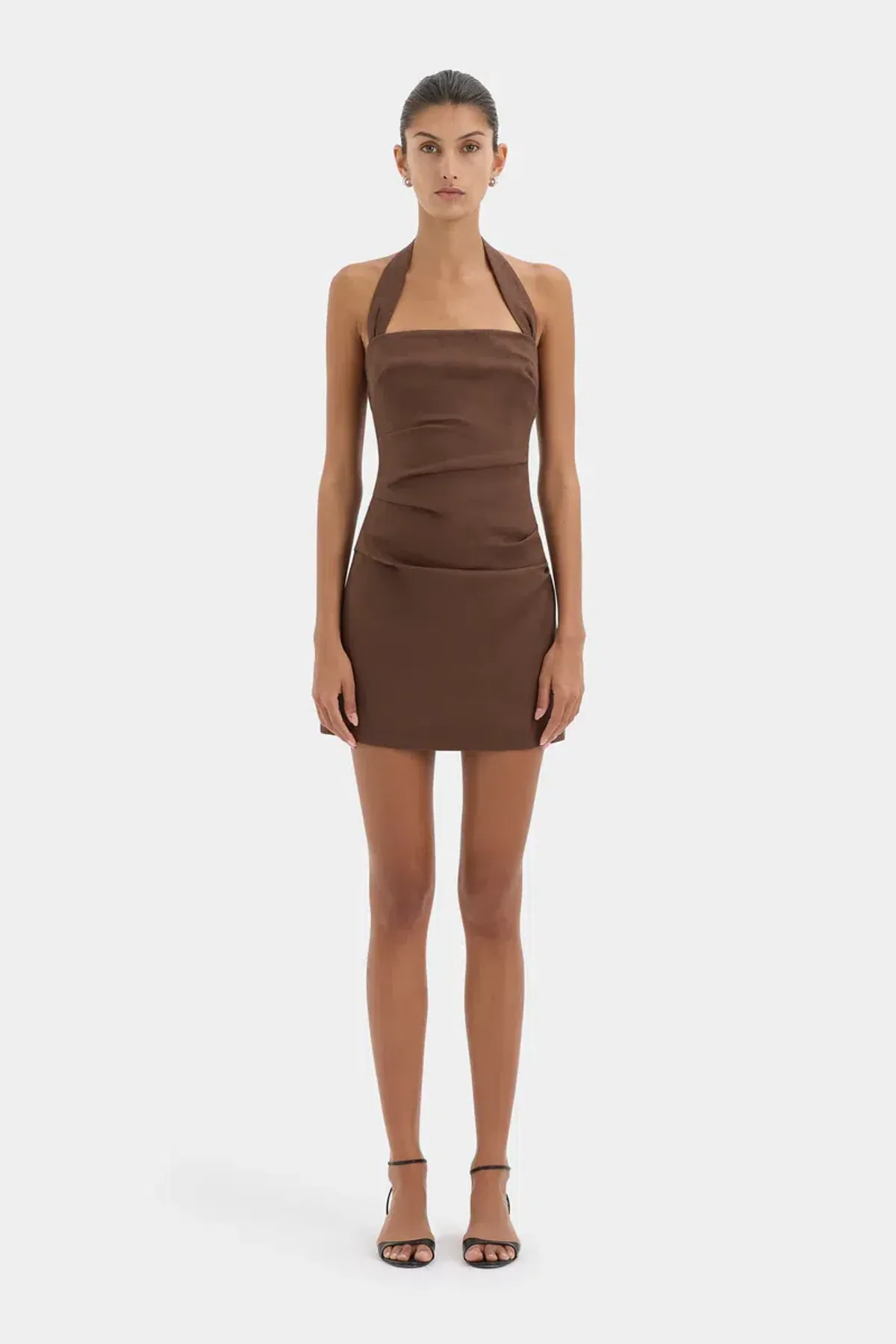 Sir the label Noemi Halter Mini Dress in Chocolate - Image 2