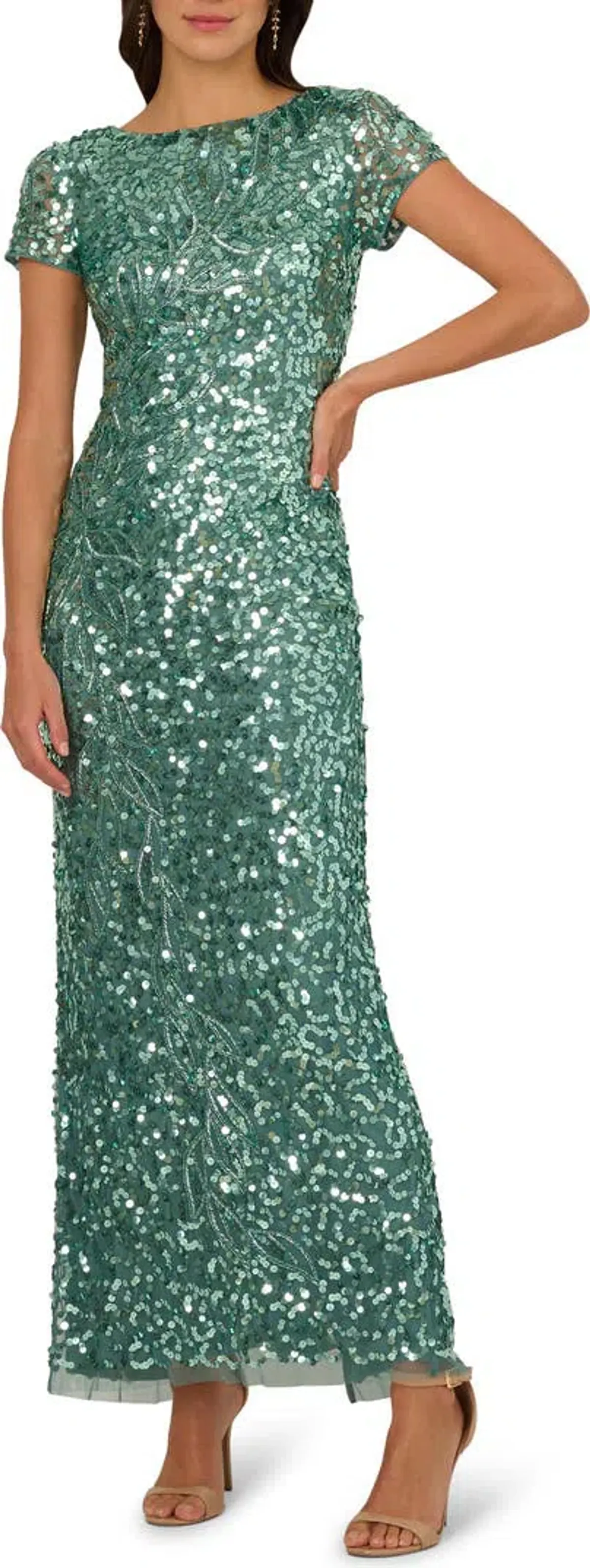 Adrianna Pappell size 18 sequin mesh gown  - Image 1