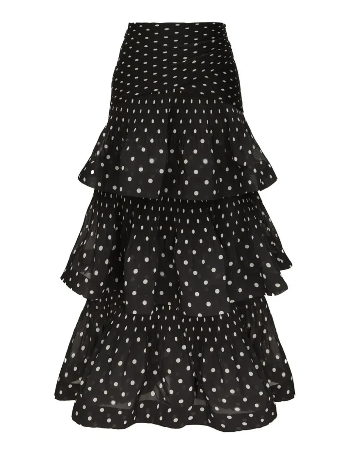 Zimmermann Pleated Draped Bodice Size 1/AU10 and Pleated Tiered Midi Skirt Size 1/AU10 Set in Black Dot - Image 2
