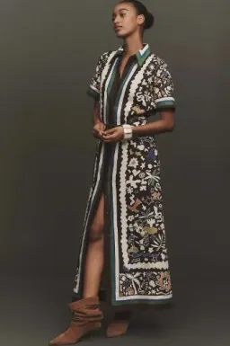 Alemais Maroc Shirtdress Midi Brown Moroccan Print Size 16 for rent on The Volte - image 1