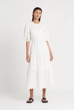 Sir The Label Lorena Tiered Midi Dress White Size AU 6 for rent on The Volte - image 1