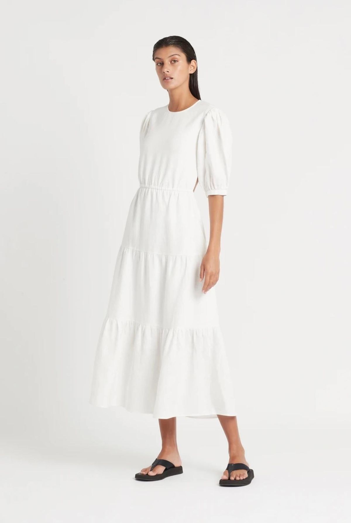 Sir The Label Lorena Tiered Midi Dress White Size AU 6 - Image 2
