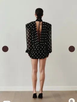 Leam almes Polka Dot Backless Padded Mini Dress size 38 for rent on The Volte - image 3