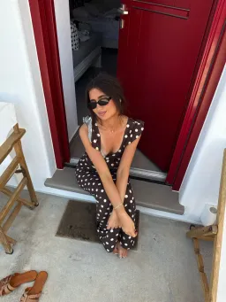 Design by Si Luna dress with polka dots in brown / yellow size XS/S for rent on The Volte - image 6