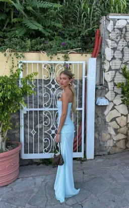 HNTR The Label Huxley Maxi Gown Aqua Size M / AU 10 for rent on The Volte - image 2