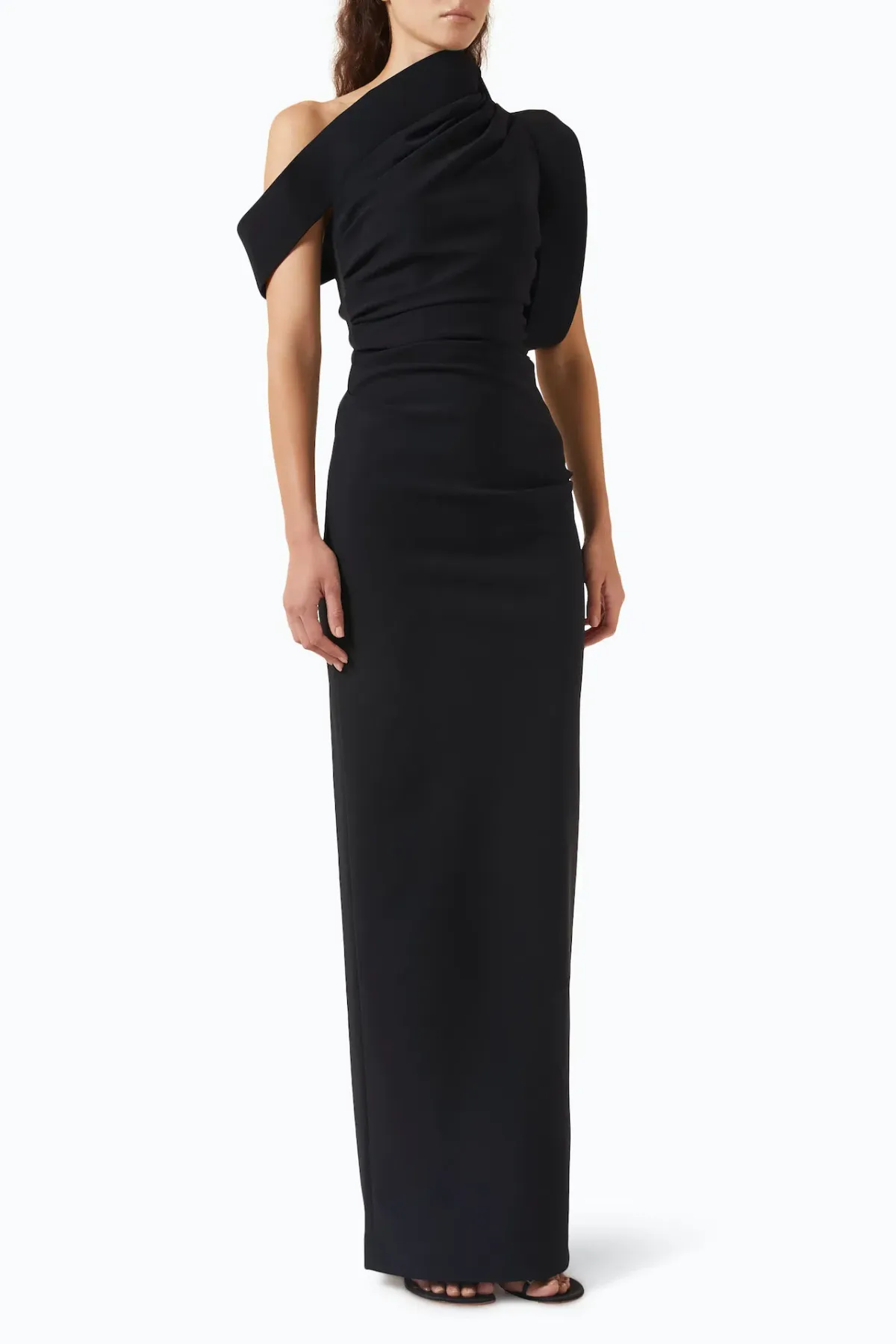 Rachel Gilbert Rowana One Shoulder Floor Length Gown Black Size AU 6 - Image 1